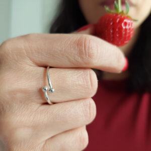 Anello Due in argento rodiato rosa - immagine 2