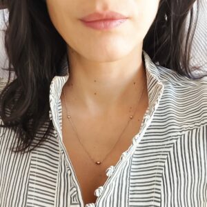 Collana catena fine con inserti a Chicco e Sfere in argento rodiato rosa - immagine 3