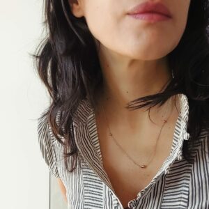 Collana catena fine con inserti a Chicco e Sfere in argento rodiato rosa - immagine 2