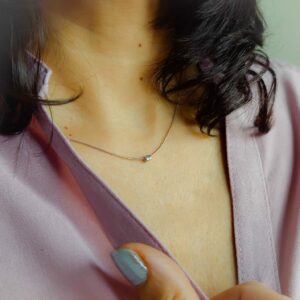Collana catena coda con inserto Parallelo in argento rodiato - immagine 2