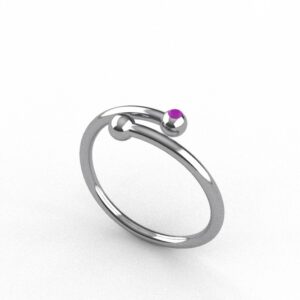 Anello due argento con zircone rosa